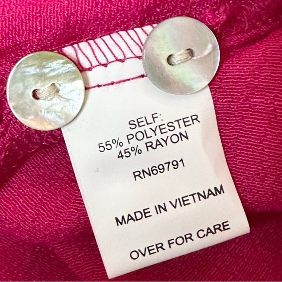 Fig & Flower Floral Embroidered Blouse Tunic L Fuchsia Pink Button Down - Picture 11 of 13